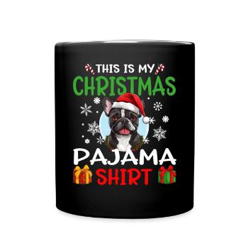 Bosten Terrier Dog Christmas Pajama Merry X-mas - Tasse einfarbig - Schwarz - Vorne