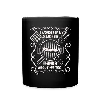 BBQ Smoker Meat Grilling Funny - Full Colour Mug - black - Front