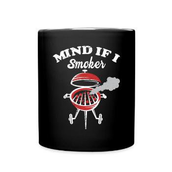 BBQ Smoker Meat Grilling Funny - Full Colour Mug - black - Front