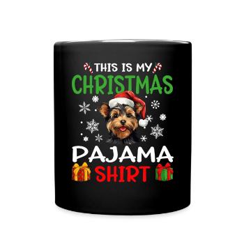 Yorkshire Terrier Yorkie Dog Christmas Pajama - Tasse einfarbig - Schwarz - Vorne