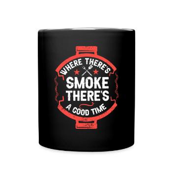 BBQ Smoker Meat Grilling Funny - Full Colour Mug - black - Front