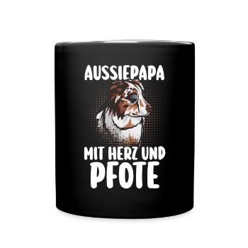 Australian Shepherd Hund Hundepapa Aussie - Tasse einfarbig - Schwarz - Vorne