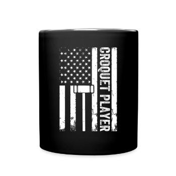 Playing Croquet Player US Flag Croquet Player - Full Colour Mug - black - Front