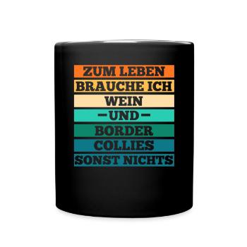 Wein Hund Border Collie - Tasse einfarbig - Schwarz - Vorne