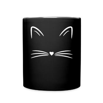 Cat Whiskers Personalizable Name Gift - Full Colour Mug - black - Front
