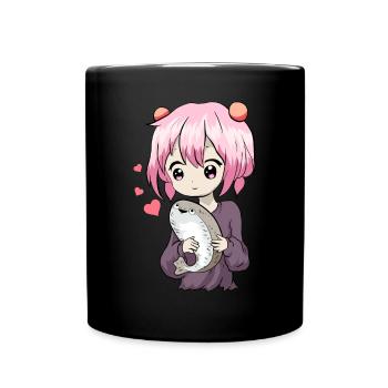 Sacabambaspis Fish Meme Kawaii Japanese Anime Mä - Full Colour Mug - black - Front