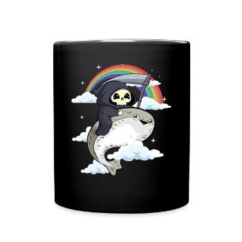 Sacabambaspis Fisch Meme Regenbogen Sensenmann - Tasse einfarbig - Schwarz - Vorne