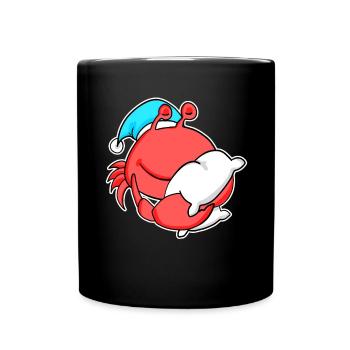 Crabe avec oreiller et bonnet somnolent - Mug uni - noir - Devant