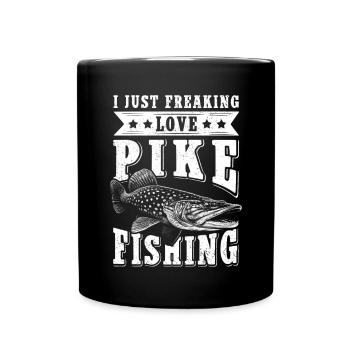 Hecht Angeln Hechtangeln Fischen Angler Geschenk - Tasse einfarbig - Schwarz - Vorne