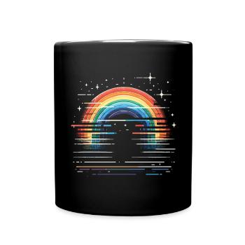 Regenbogen Stern Glitzer - Tasse einfarbig - Schwarz - Vorne