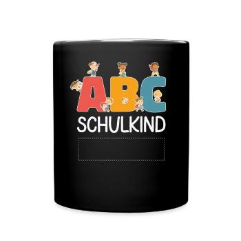 ABC Schulkind Personalisierbar Einschulung Schule - Tasse einfarbig - Schwarz - Vorne
