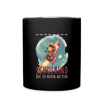 Astronaut Schulkind Personalisierbar Einschulung - Tasse einfarbig - Schwarz - Vorne