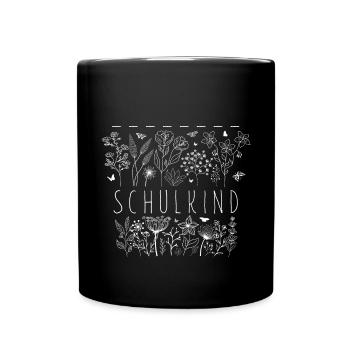 Schulkind Einschulung Blumen Schmetterlinge Schule - Tasse einfarbig - Schwarz - Vorne