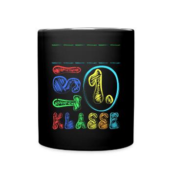 1. Klasse Name Personalisierbar Einschulung Schule - Tasse einfarbig - Schwarz - Vorne