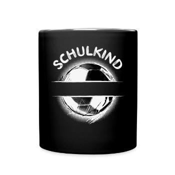 Schulkind Fußball Name Personalisierbar Schule - Tasse einfarbig - Schwarz - Vorne