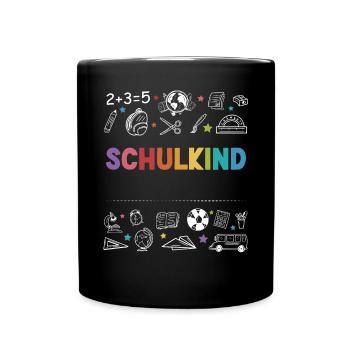 Schulkind Personalisierbar Name Schule Geschenk - Tasse einfarbig - Schwarz - Vorne