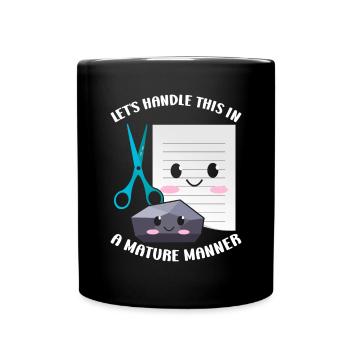 Ciseaux Papier Pierre Drôle Groupe Kawaii - Mug uni - noir - Devant