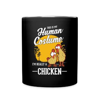 Hühner Kostüm Huhn Halloween Landwirt - Tasse einfarbig - Schwarz - Vorne