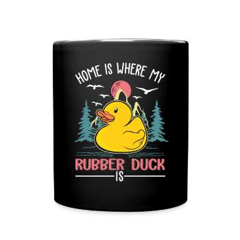 La maison, c’est là où se trouve mon canard en caoutchouc, le canard en caoutchouc - Mug uni - noir - Devant