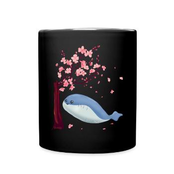 Sacabambaspis Fish Meme Sakura Cherry Blossom - Full Colour Mug - black - Front
