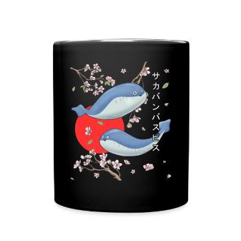 Sacabambaspis Fish Meme Sakura Cherry Blossom - Full Colour Mug - black - Front