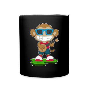 Monkey Musician Guitar Music - Full Colour Mug - black - Front