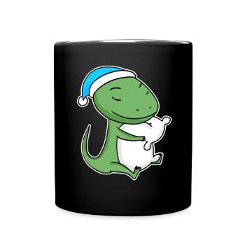 Lézard avec oreiller et bonnet somnolent - Mug uni - noir - Devant