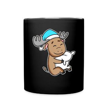 Orignal avec oreiller et bonnet somnolent - Mug uni - noir - Devant