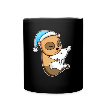 Cochon d’Inde domestique avec oreiller et bonnet somnolent - Mug uni - noir - Devant