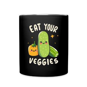 Eat Your Veggies Vegetable Lover Vegan Vegan - Full Colour Mug - black - Front
