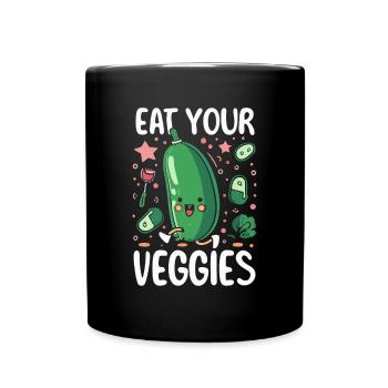 Eat Your Veggies Vegetable Lover Vegan Vegan - Full Colour Mug - black - Front