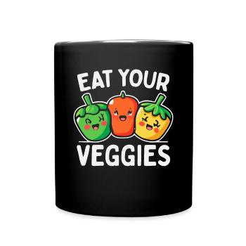 Eat Your Veggies Vegetable Lover Vegan Vegan - Full Colour Mug - black - Front