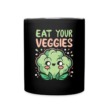 Eat Your Veggies Vegetable Lover Vegan Vegan - Full Colour Mug - black - Front