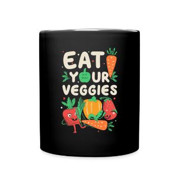 Eat Your Veggies Vegetable Lover Vegan Vegan - Full Colour Mug - black - Front