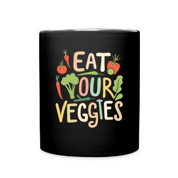 Eat Your Veggies Vegetable Lover Vegan Vegan - Full Colour Mug - black - Front