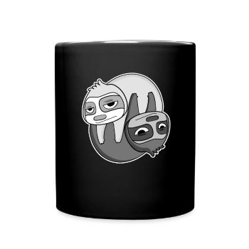 Yin Yang Zeichen Faultier - Tasse einfarbig - Schwarz - Vorne