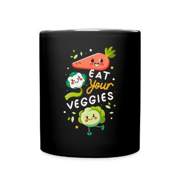 Eat Your Veggies Vegetable Lover Vegan Vegan - Full Colour Mug - black - Front