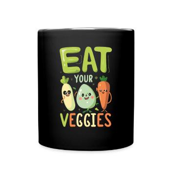Eat Your Veggies Vegetable Lover Vegan Vegan - Full Colour Mug - black - Front