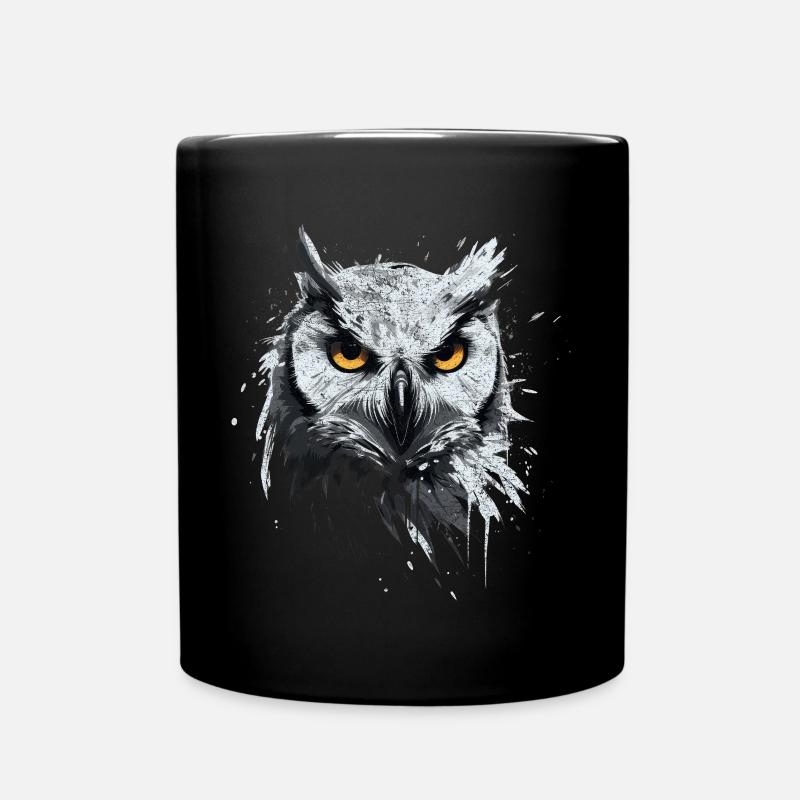 Eule - Kunstwerk mit Grunge Effekt für Eulen - Tasse einfarbig - Schwarz