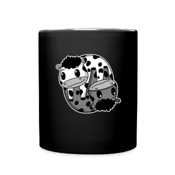 Yin Yang Sign Cow - Full Colour Mug - black - Front