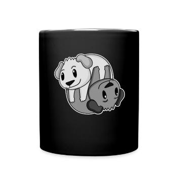 Yin Yang Zeichen Hund - Tasse einfarbig - Schwarz - Vorne