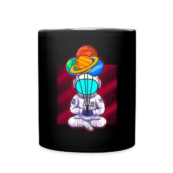 Astronaute tenant des ballons de planète Système solaire - Mug uni - noir - Devant