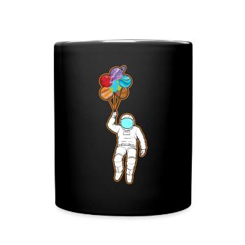 Astronaute tenant des ballons de planète Système solaire - Mug uni - noir - Devant