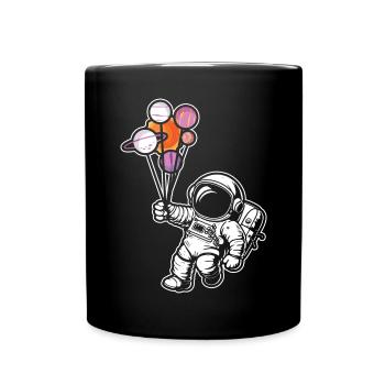 Astronaute tenant des ballons de planète Système solaire - Mug uni - noir - Devant