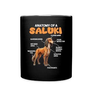 Dog Explanation Anatomy of a Saluki - Full Colour Mug - black - Front