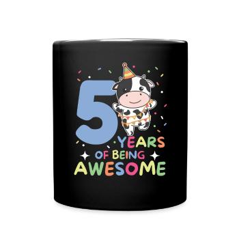 Vache pour les enfants de 5 ans - Mug uni - noir - Devant