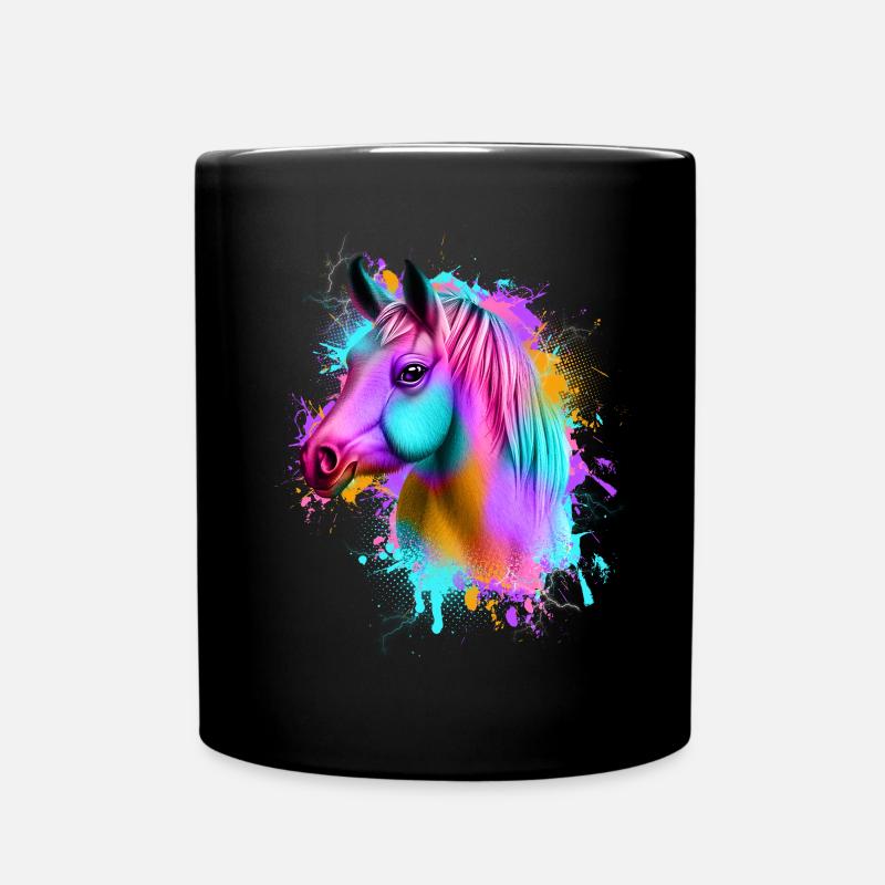 Pferd Graffiti Bunt - Tasse einfarbig - Schwarz
