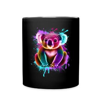 Koala Graffiti Bunt - Tasse einfarbig - Schwarz - Vorne