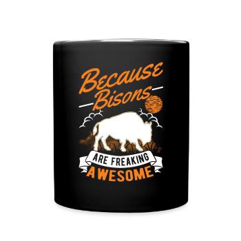 Büffel Geschenk Bison Wasserbüffel Buffalo - Tasse einfarbig - Schwarz - Vorne