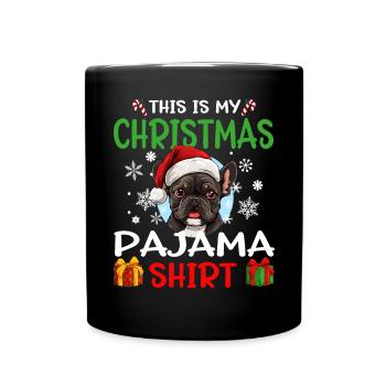 French Bulldog Frenchie Dog Christmas Pajama - Tasse einfarbig - Schwarz - Vorne